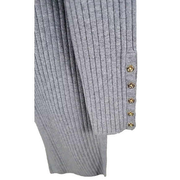 Talbots~Woman Size SPetite~Gray Long Line Open Front Knit Cardigan Cotton Blend. - Picture 4 of 11